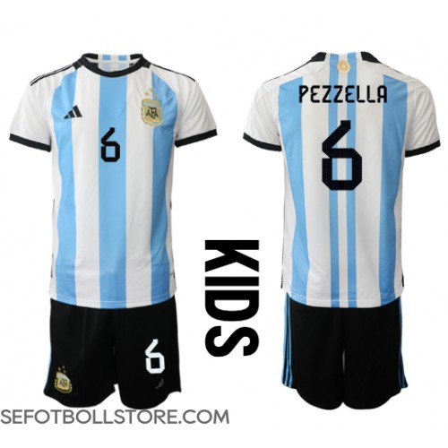 Argentina German Pezzella #6 Replika babykläder Hemmaställ Barn VM 2022 Kortärmad (+ korta byxor)